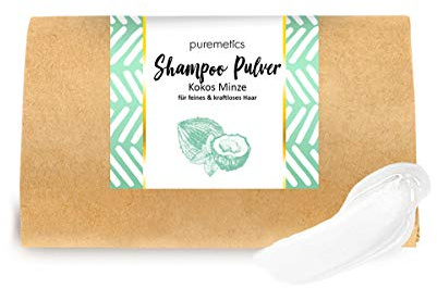 puremetics Zero Waste Shampoo Pulver Kokos Minze (50g = 200ml) für feines und kraftloses Haar |vegan & plastikfrei