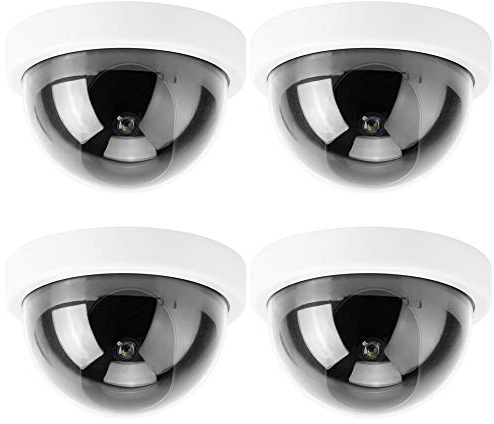 Dome-Überwachungskamera, Dummy Fake Kamera CCTV Kuppelkamera Simulationssicherheitsmonitor mit blinkenden ROTEN LED-Lichtern, Außen- / Innenbereich für Privathaushalte Unternehmen, 4 Stück Weiß