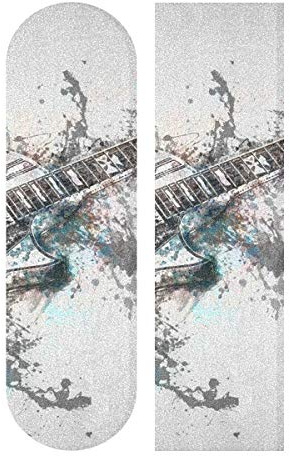 BEUSS Gitarre Kunst Muster Skateboard Griptape Rutschfest Selbstklebend Longboard Griptapes Aufkleber Griffband(84 * 23cm 1pcs)