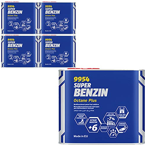 MANNOL 5 x 500ml, Super Benzin Octane Plus 9954 oktanzahlerhöhendes Benzinadditiv (12,20€/l)