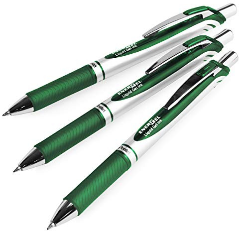 Pentel EnerGel XM BL77 – einziehbarer Flüssiggelschreiber – 0,7 mm – 54% recycelt – Waldgrün – 3 Stück