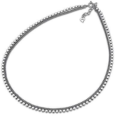 Daesar Silber Kette 39CM Herren ohne Anhänger, 4MM Bohnenkette mit Collierverschluss Halskette 925 Silber Silber Charms Partnerkette Freundschaftskette