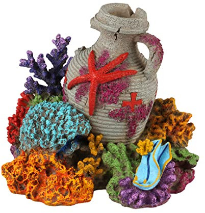 Aqua Della, Anfora con Corallo 2 13,9 x 11,5 x 12,4 cm Multicolore, per Pesci
