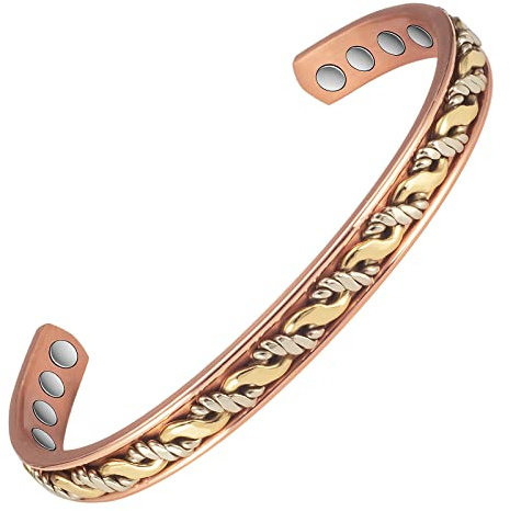 EnerCoppeX Magnetisches Armband, 3500 Gauß, weibliches magnetisches Kupferarmband, Schmuck, 99,99 % reines Kupfer, Magnetarmband, inklusive 8 Magneten, Kupfer