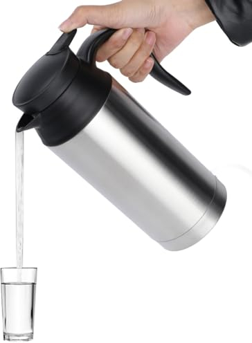 YILIKISS Auto Elektrische Wasserkocher, 750ml 24V Tragbarer Edelstahl Elektroauto Wasserkocher, Auto Kaffeebecher mit Zigarettenanzünder Ladegerät Wasserkocher Topf zum Tee Kaffee Trinken