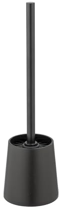 WENKO WC-Garnitur Mod. Sortino Toilettenbürstenhalter freistehend mit Edelstahlstiel selbstreinigende langlebige Silikonbürste klobürste ohne Bohren schwarz Maße Ø 10,5 x 37 cm Kunststoff