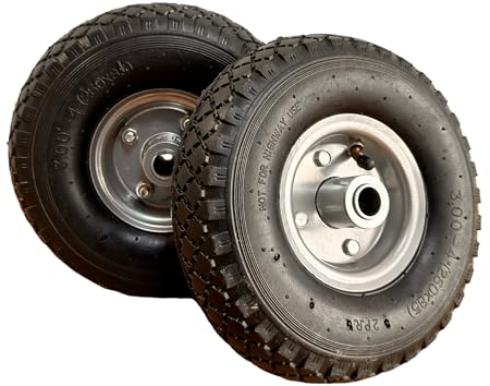Ruedas para Carretilla 4.10/3.50-4 (2 Unidades) – Rueda Inflable con Llanta de Acero y Rodamientos – Orificio 20 mm, Cubo 75 mm – Para Carretillas de Mano, Carros de Jardín, Carretón, Compresor y etc.