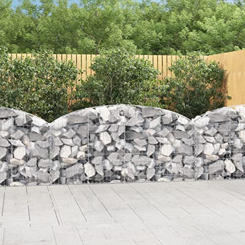 Homgoday Gabion Basket Arch Shape Galvanized Iron 200x30x80/100cm, Basket Wall Gabions, Gabion Stone, Planter Stone Container, Garden Gabion Wall, Stone Wall Type 1