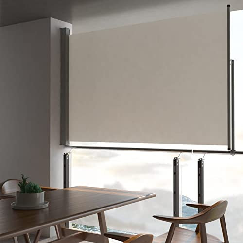 GuyAna Ausziehbare Seitenmarkise 160x300 cm Creme Terrassen-Sichtschutz Balkon Windschutz Ohne Bohren