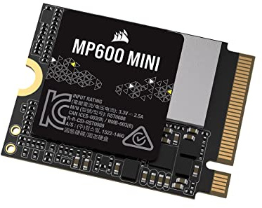 Corsair MP600 Mini 2 TB M.2 NVMe PCIe x4 Gen4 SSD – M.2 2230 – hasta 7.000MB/seg Lectura Secuencial – NAND 3D TLC de Alta Densidad – Ideal para Steam Deck y Microsoft Surface – Negro