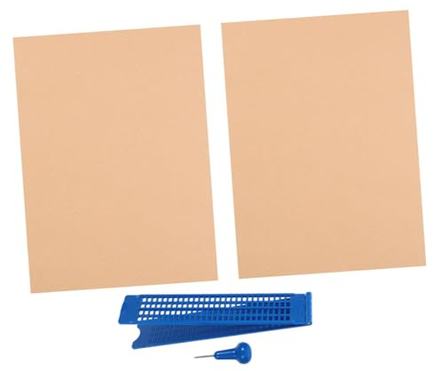 Tavoletta Braille Punteruolo, Plastica Blu, 27 Righe 30 Celle | Kit Scrittura Braille 1 Penna e 3 Fogli, per Non Vedenti, Leggero e Portatile