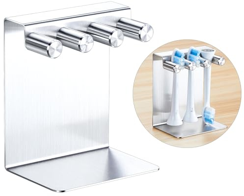 LOXSUN Zahnbürstenhalter, Aufsteckbürsten Halter Wand oder Freistehend, Edelstahl Zahnbürstenkopf Halter, Zahnbürstenhalter Elektrische Zahnbürste Halterung Ohne Bohren, Badezimmer Zahnbürsten Halter