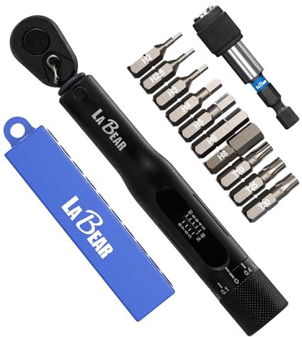 LABEAR - Juego de llaves dinamométricas de 1/4 para bicicleta, Dr. 2-10 Nm, kit de reparación multiherramienta de bicicleta multifunción - Juego de herramientas para bicicleta - Ideal para bicicletas