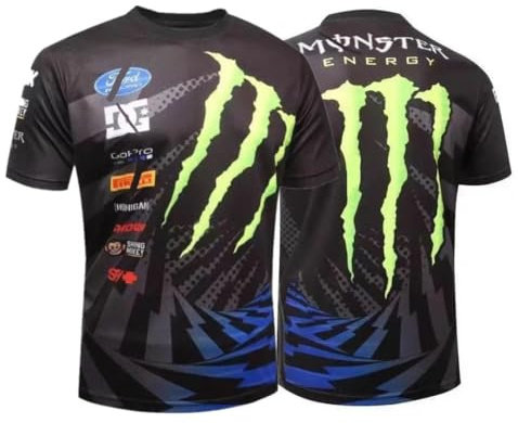 Men's Short-Sleeved T-Shirt Replica Racing Team Motorcycles and Cars Monster Energy (L)