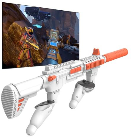 Tyasoleil VR Accessories Compatible with Meta Quest 3S/3, VR Magnetic Stock FPS Gaming Accessories, Humanized Weighted Gun Stock, Enhanced Games Reality Experience (Extended White)