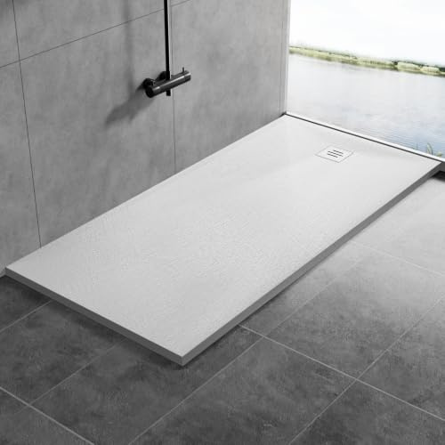 AQUARA 1700 x 800mm Shower Tray, Slip-Resistance Walk in Shower Trays with Shower Waste, Stylish and Durable Base for Shower Enclosure, White