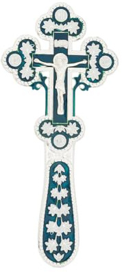RZRHMUHN Ortodoxt kors, ryskt ortodoxt väggkors, Jesus korsdekor, handhållen Jesus kors, kyrkor, bröllop, begravningar, 16,7 cm x 9,8 cm (silverblå)