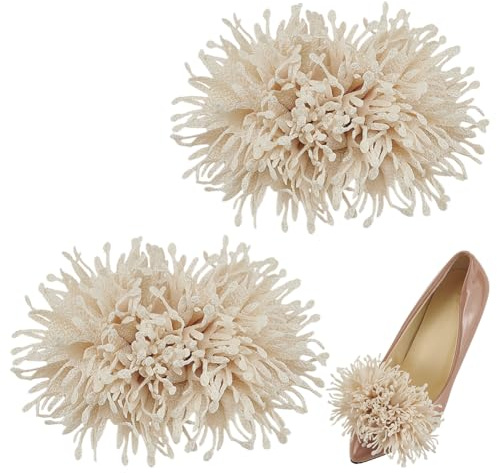 FINGERINSPIRE Clips 3D para Zapatos con Flores Extraíbles de 8 x 11 cm, Hebillas Decorativas de Tela para Calzado