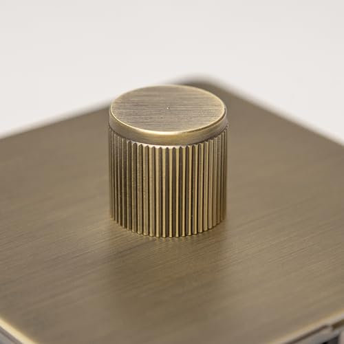 Antique Brass Straight Knurled Switches and Sockets (Single light dimmer)