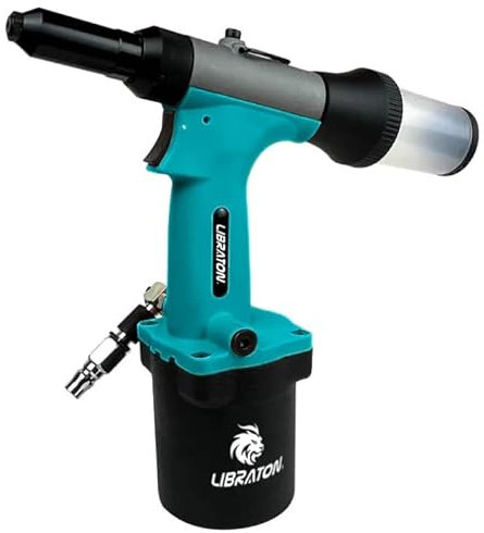 LIBRATON Pneumatic Riveter Kit, Heavy Duty Air Rivet Gun 2.4mm, 3.2mm, 4mm, 4.8mm with 200 Rivets, Professional Pop Riveter Tool for Car Repair, Self-Suction Design