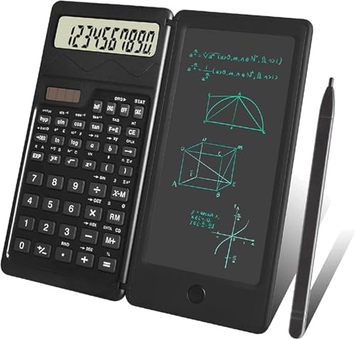 Calculador científico portátil con Tableta de Escritura, calculadora científica de ingeniería con batería Solar y con Bloc de Notas,para Oficina, Escuela