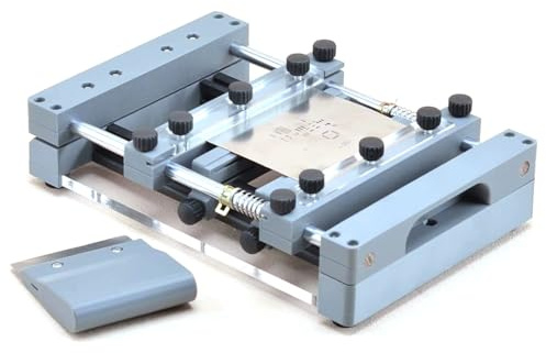 YZHYYDS Solder Paste Printing Table, Manual Small SMT Steel Mesh Screen Printing Station with Tightening Steel Plate Function and 80mm Width Scraper, Easy to Operate, for Precision PCB Assembly