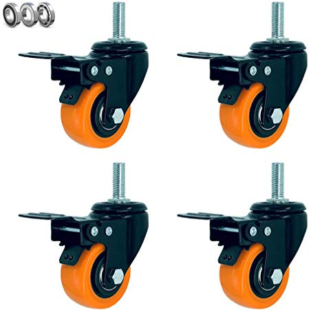 LWJSOCP 4 Ruedas giratorias para Muebles, con Freno y sin Tornillos, Carga máxima de 300 kg (661 LB), 1,5/2/3 Pulgadas