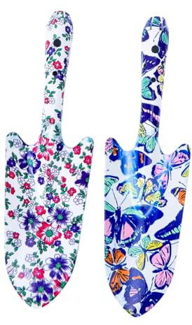 Abaodam 2 Palas de Hierro para Jardín Impresas, Herramientas de Jardinería para Macetas, Diseño Colorido, Tamaño Compacto, Ideales para Trasplantar y Remover Tierra en Exteriores