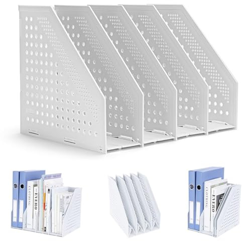 Faltbarer Stehsammler A4, Zeitschriftensammler mit 4 Fächern, Aktenmagazinhalter Schreibtisch Organizer für Büro School und Zuhause