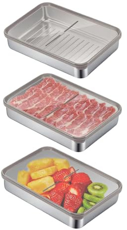 Tmefoy 3er-Set Aufschnittboxen, Frischhaltebox für Kühlschrank & Gefrierschrank, Spülmaschinenfeste, stapelbare Lebensmittel-Aufbewahrungsboxen mit Sichtdeckel, Ideal für Kühlschrank-Organizer
