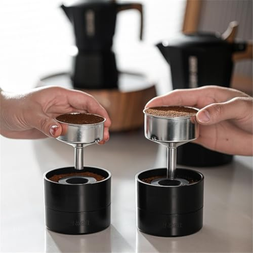 Lawnoval Moka Pot Coffee Distributor with Adjustable Height ABS Dosing Funnel Base Barista Leveler Tool for Precise Distribution Black