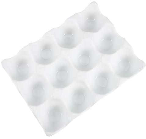 MUELODSIC Bandeja de Cerámica de Color para Huevos 12 Espacios, Soporte para Almacenamiento en Nevera, Organizador Resistente para Huevos Frescos y Congelador, Accesorio para Refrigerador