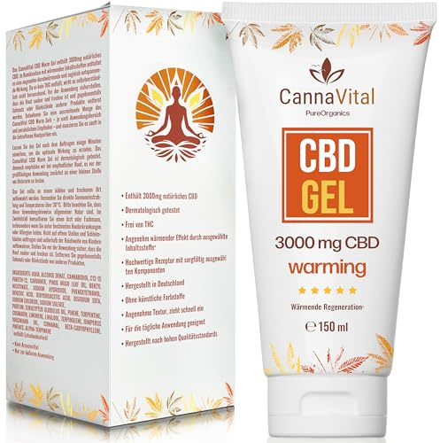 CannaVital Wärmende CBD Creme 3000 mg für Muskeln & Gelenke, 150 ml | CBD Salbe mit Thermal-Effekt, Hanf Balsam zur Entspannung & Regeneration, laborgeprüft, Made in Germany