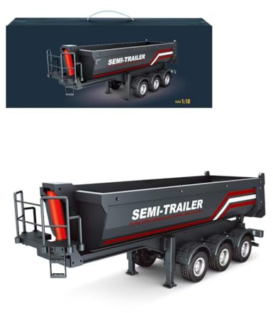 SHOYDID RC Sattelanhänger im Maßstab 1:18 mit anhebbarem Bett, verstellbaren Stützbeinen und Rücklichtern für 770S Heavy Duty Truck, Erwachsenen-Sammelmodellzubehör
