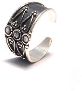 loveyourdiamonds Breiter Zehenring mit Ornament verzierter aus 925 Sterling Silber