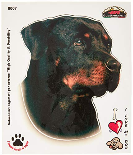 4R Quattroerre.it 8007 Sticker Aufkleber Hund Rottweiler, 13.5 x 16 cm, Schwarz