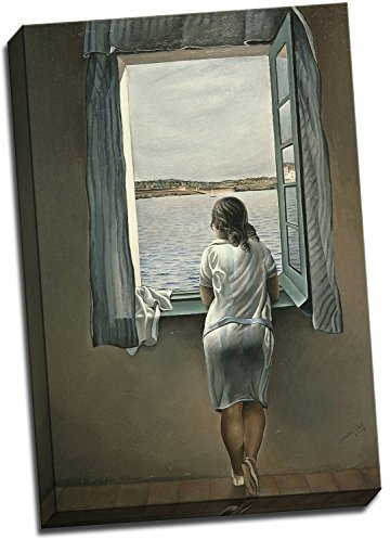 Panther Print Salvador Dali Junges Mädchen, am Fenster stehend, Poster von Leinwanddruck 24 X 16 Inches (61cm x 41cm)