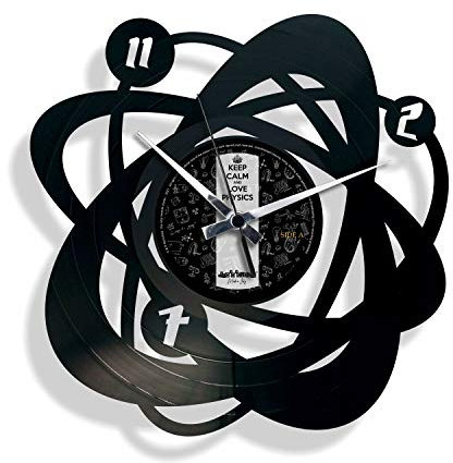 DISCOCLOCK - Orologio in vinile SILENZIOSO e PERSONALIZZABILE - ATOMIUM - IDEA REGALO PER FISICI E SCIENZIATI CON ATOMO, SCIENZA, RICERCA
