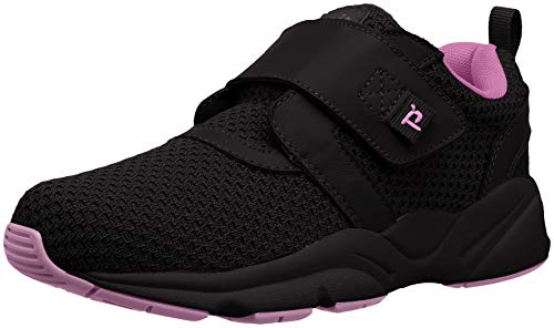 Propét Women's Stability X Strap Shoe, black/berry, 6 Wide US