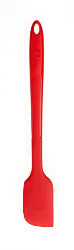 Kochblume Design Teigschaber M | Premium-Silikon | Hitzbeständig | Spülmaschinenfest | 28cm | Farbe: rot