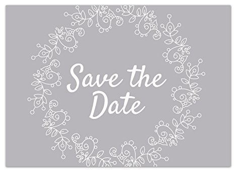 Einladungskarten Manufaktur Hamburg 10 x Save the Date Karten mit Umschlag/Schlicht Grau mit Schnörkel/Hochzeit/Liebe/Heirat/Einladung/Verkündung