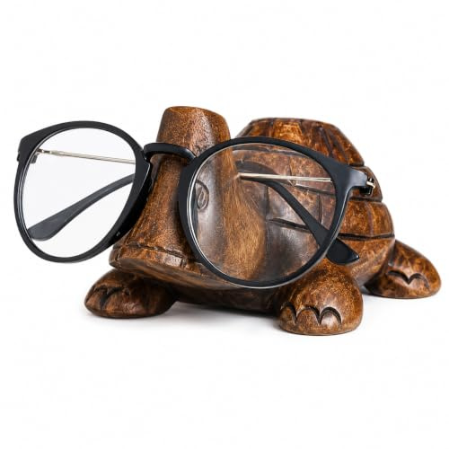 Handgefertigter Brillenhalter aus Holz für den Vatertag, Schildkrötenform, handgefertigter Brillenständer für Büroschreibtisch und Heimdekoration, Nachttisch-Brillen-Organizer, Brillenhalter und