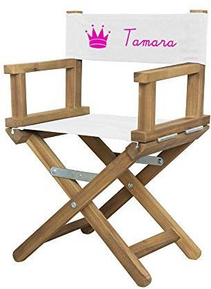 Geschenkegarten Personalisierter Regiestuhl für Babys (1-5 Jahre) mit Krone (Pink)