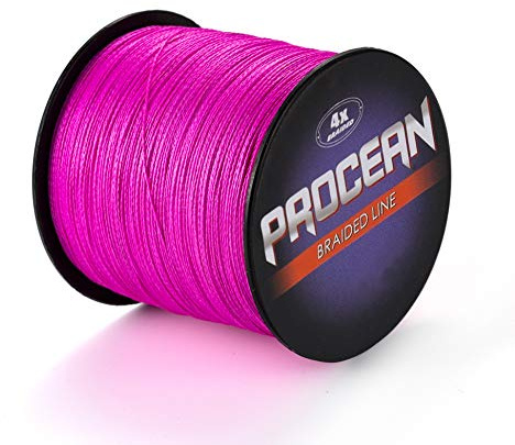 Procean 100% PE 4 & 8 Stränge geflochtene Angelschnur, 2,7–136 kg empfindliche geflochtene Schnur, super Leistung und kostengünstig (rosa, 18,1 kg 0,32 mm 328 Yd)