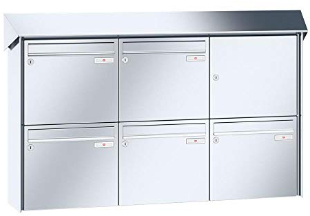 RENZ/Prisma / 5er Aufputz-Briefkastenanlage Wand-Briefkasten / V4A-Edelstahl/Volumen 17 L/Dein-Briefkasten.de