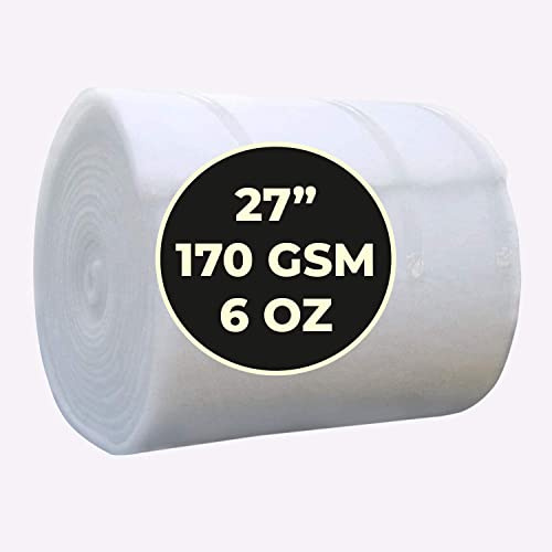 High Loft Antiallergenic 27 inch Polyester Wadding Roll for Quilting, Upholstery, Sewing, and Padding (Weight: 170gsm/6oz, 5 Meter)