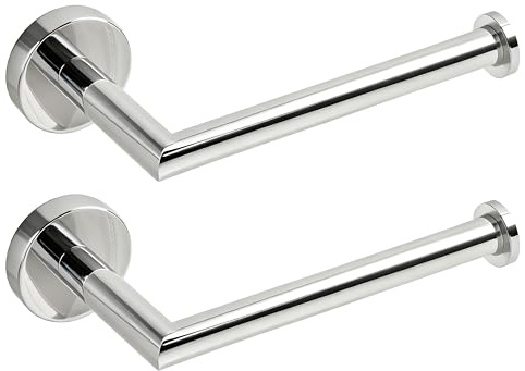 HITSLAM Toalettrullehållare, väggmonterad SUS 304 rostfritt stål, silver, toalettpappershållare, vattentät, roterbar, loo rullehållare för badrum – krom – 2-pack