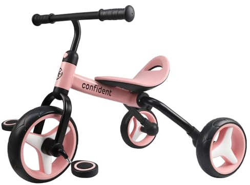 YGJT 4 in 1 Tricycle for Toddlers Age 2-5, Folding Kids Trike Tricycles Toddler Bike with Adjustable Seat and Removable Pedal, Baby Balance Bike Ride-on Toys Gift for Baby Boys Girls Birthday