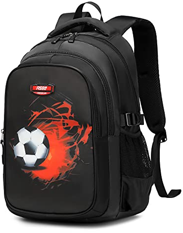 Asge Schulrucksack Jungen Teenager Schulranzen Mädchen 3 5 Klasse Ranzen Ergonomischem Kinder Fußball Druck Rucksäcke 8 10 15 Jahre School Bags for Boys Wasserdicht für Schultaschen Schule