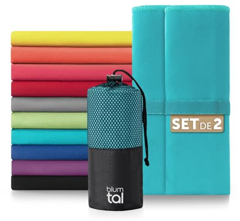 Blumtal asciugamano microfibra 80x40 cm in set da 2 - asciugamano palestra microfibra asciugatura rapida - asciugamani palestra - verde acqua